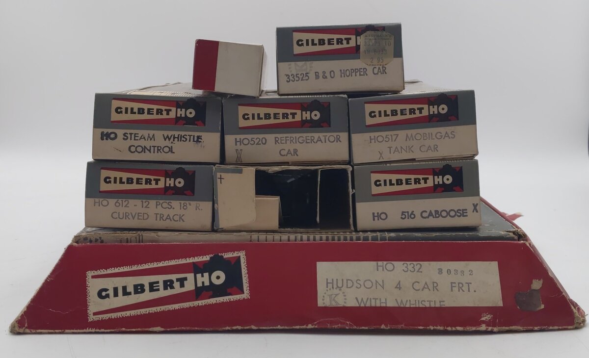 Gilbert 332 HO Vintage Hudson 4-Car Steam Freight Set EX/Box