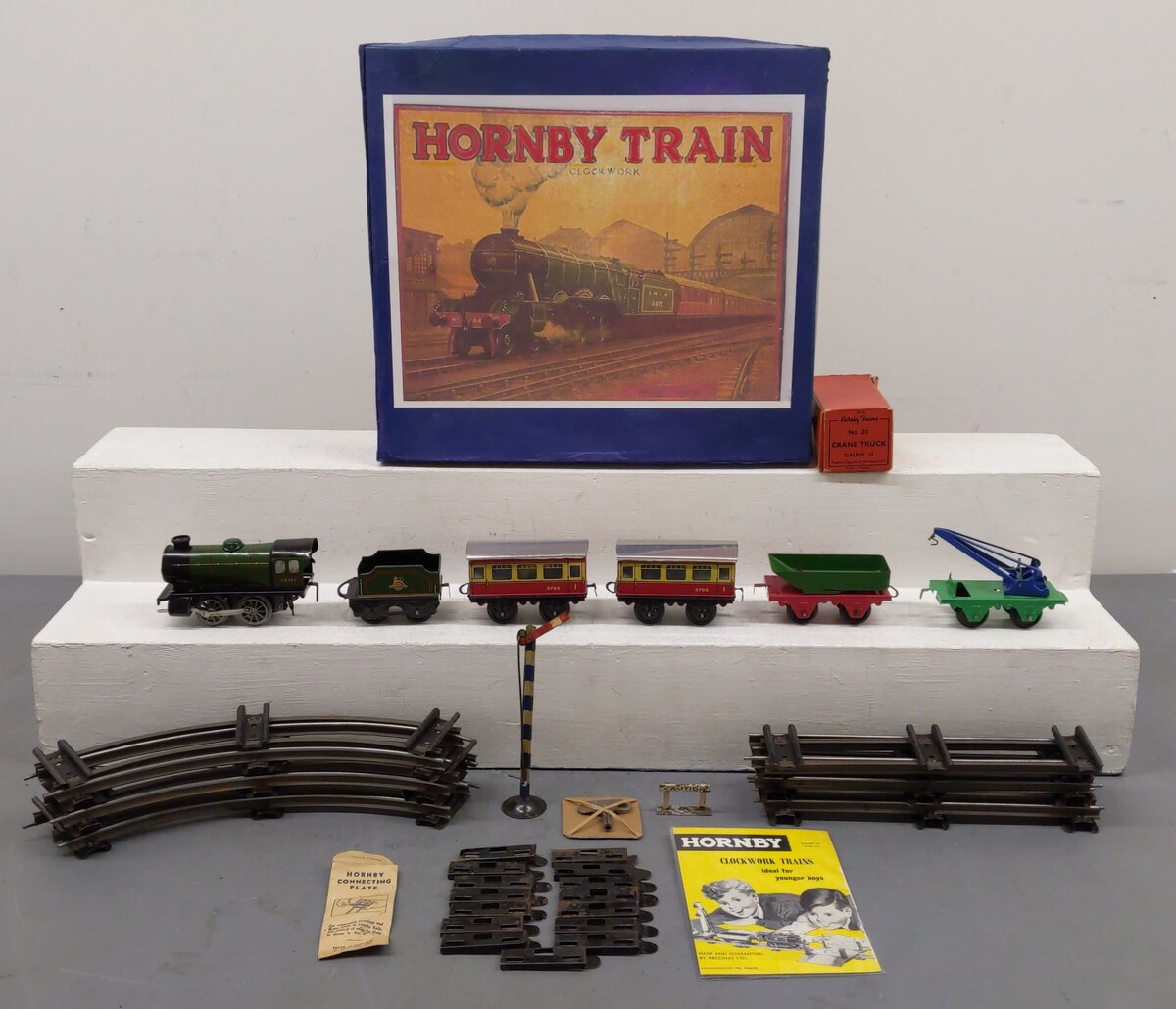 Hornby 21 Vintage O Gauge Clockwork Steam Locomotive Passenger Set VG/Box