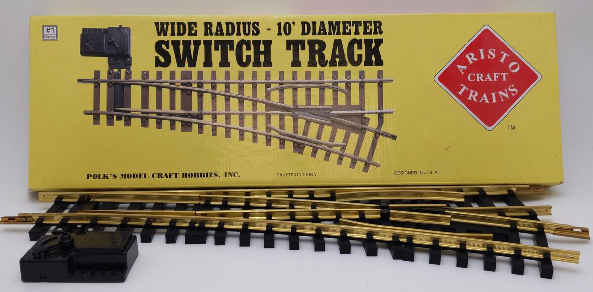 Aristo-Craft 30370 G Brass Wide Radius Right Hand 10' Manual Switch Turnout VG/Box