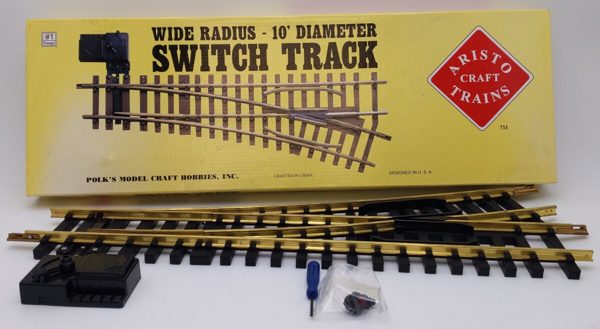 Aristo-Craft 30380 G Brass Left Hand 10' Wide Radius Manual Switch Turnout EX/Box