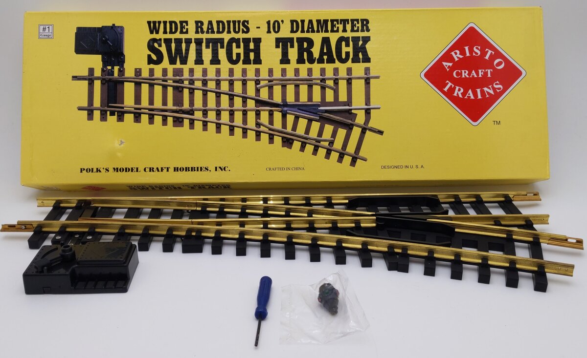 Aristo-Craft 30370 G Brass Wide Radius Right Hand 10' Manual Switch Turnout EX/Box