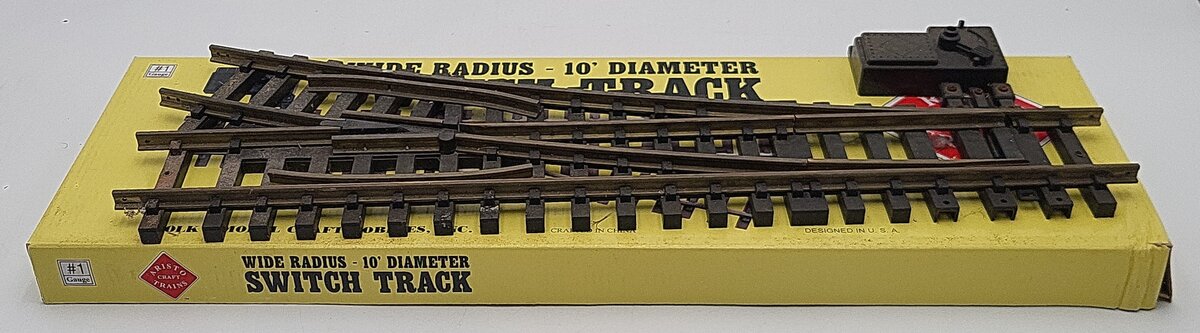 Aristo-Craft 30370 G Brass Wide Radius Right Hand 10' Manual Switch Turnout VG/Box