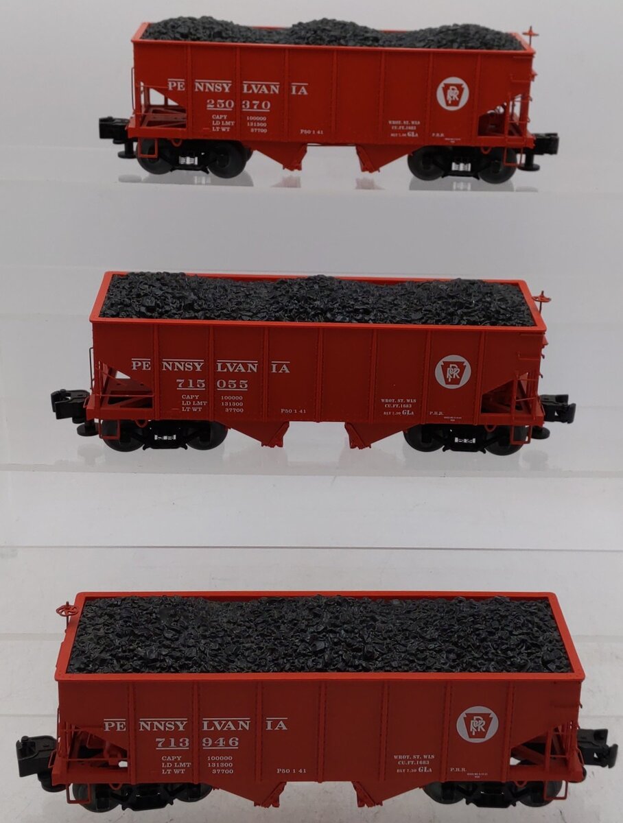 Lionel 6-85274 O Gauge Pennsylvania GLA 2-Bay Hopper w/ Coal Load (Set of 3) EX