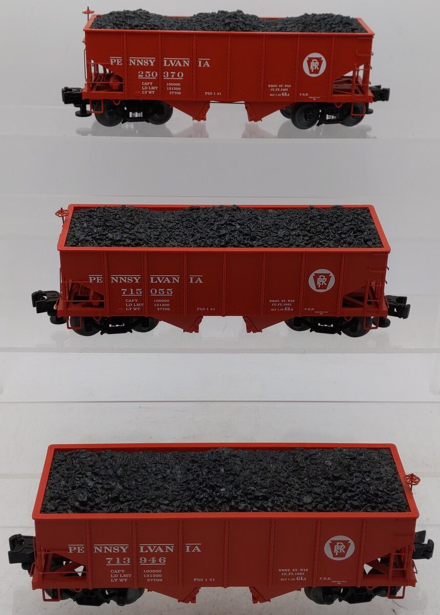 Lionel 6-85274 O Gauge Pennsylvania GLA 2-Bay Hopper w/ Coal Load (Set of 3) EX