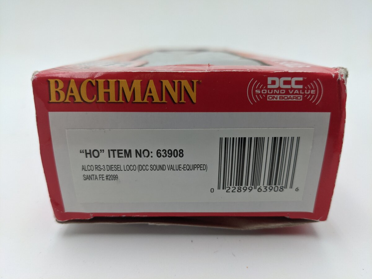 Bachmann 63908 HO Santa Fe ALCO RS3 Diesel Locomotive Sound/DCC #2099 EX/Box