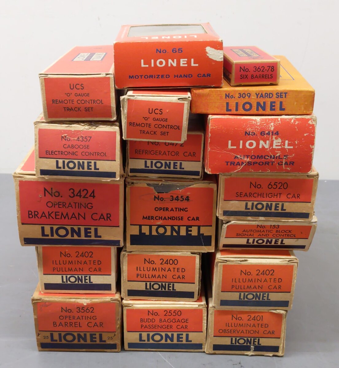 Lionel Vintage O Empty Boxes: 65, 4357, 153, 6472, 2466WX, 6414, 6520, 3424 [20]/Box