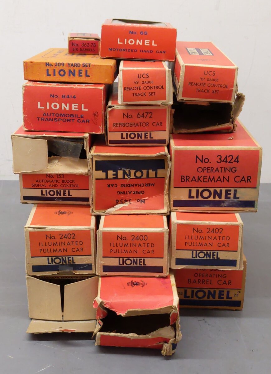 Lionel Vintage O Empty Boxes: 65, 4357, 153, 6472, 2466WX, 6414, 6520, 3424 [20]/Box