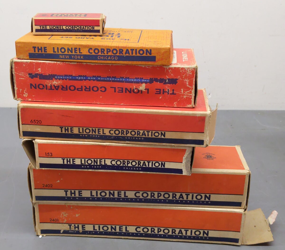 Lionel Vintage O Empty Boxes: 65, 4357, 153, 6472, 2466WX, 6414, 6520, 3424 [20]/Box