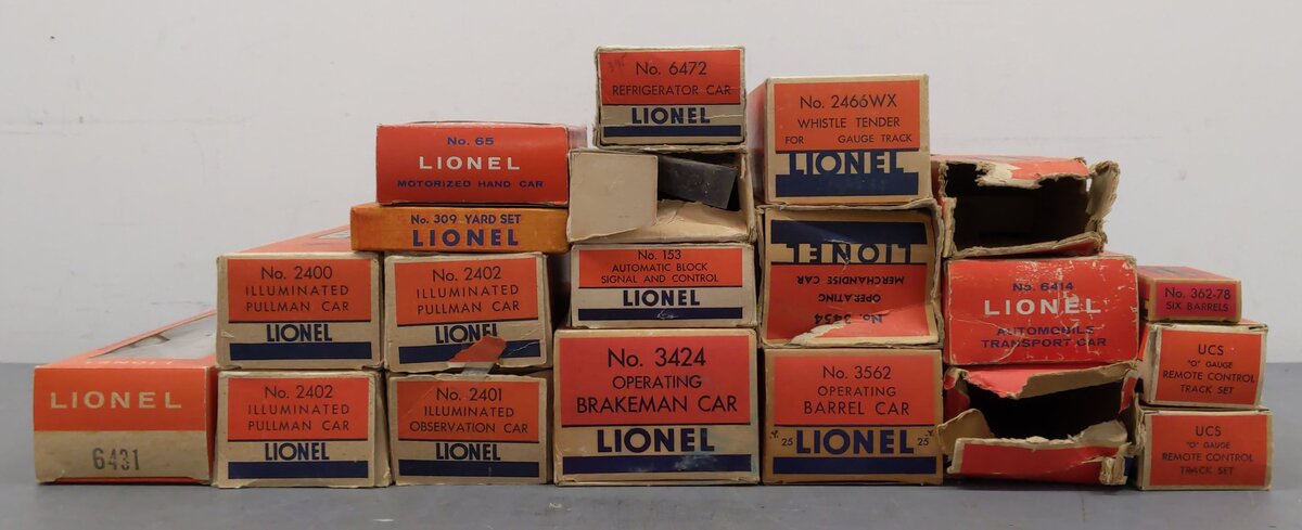 Lionel Vintage O Empty Boxes: 65, 4357, 153, 6472, 2466WX, 6414, 6520, 3424 [20]/Box