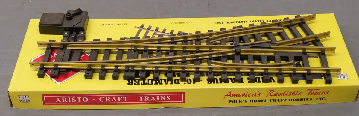 Aristo-Craft 30380 G Brass Left Hand 10' Wide Radius Manual Switch Turnout VG/Box