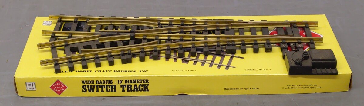 Aristo-Craft 30380 G Brass Left Hand 10' Wide Radius Manual Switch Turnout VG/Box