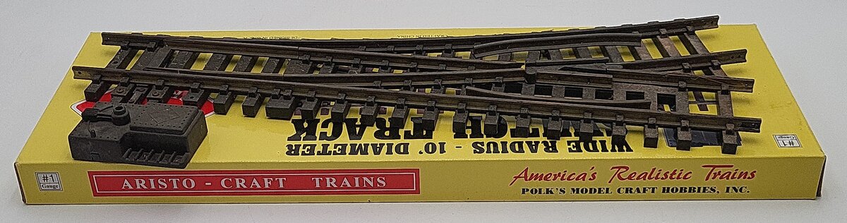 Aristo-Craft 30380 G Brass Left Hand 10' Wide Radius Manual Switch Turnout VG/Box