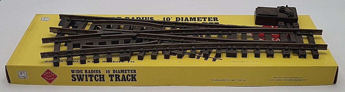 Aristo-Craft 30380 G Brass Left Hand 10' Wide Radius Manual Switch Turnout VG/Box