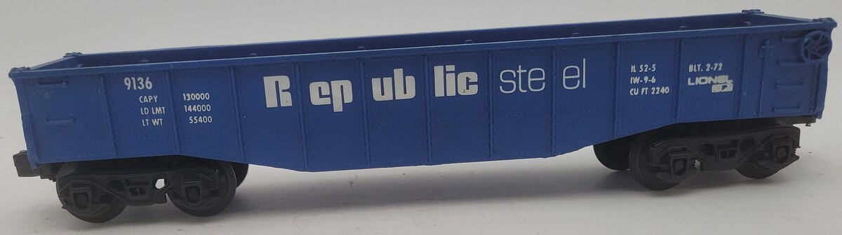 Lionel 6-9136 O Gauge Republic Steel Gondola #9136 EX