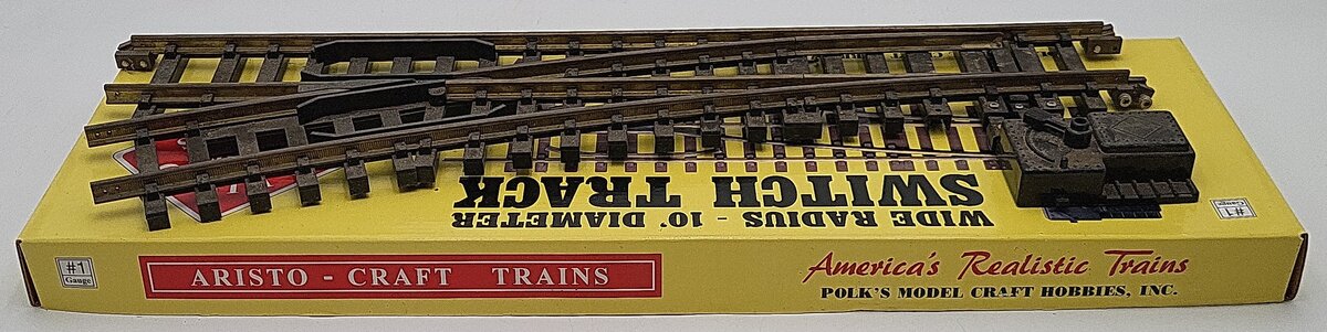 Aristo-Craft 30380 G Brass Left Hand 10' Wide Radius Manual Switch Turnout VG/Box