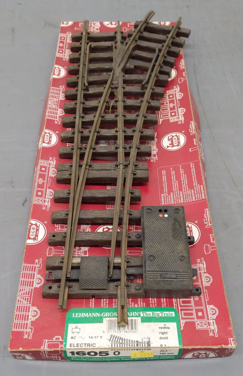 LGB 1605 G 22.5 R3 Right Hand Switch Turnout VG/Box