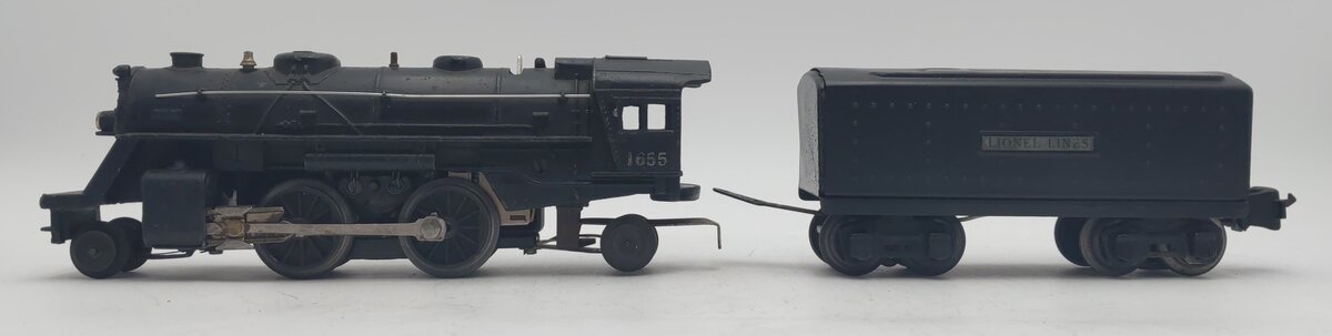 Lionel 1655 Vintage O Lionel Lines 2-4-2 Steam Locomotive with 6654W Tender VG