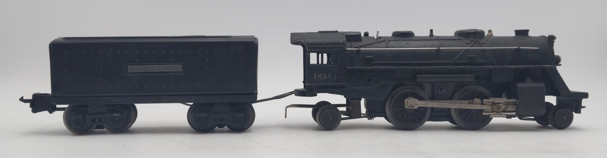 Lionel 1655 Vintage O Lionel Lines 2-4-2 Steam Locomotive with 6654W Tender VG