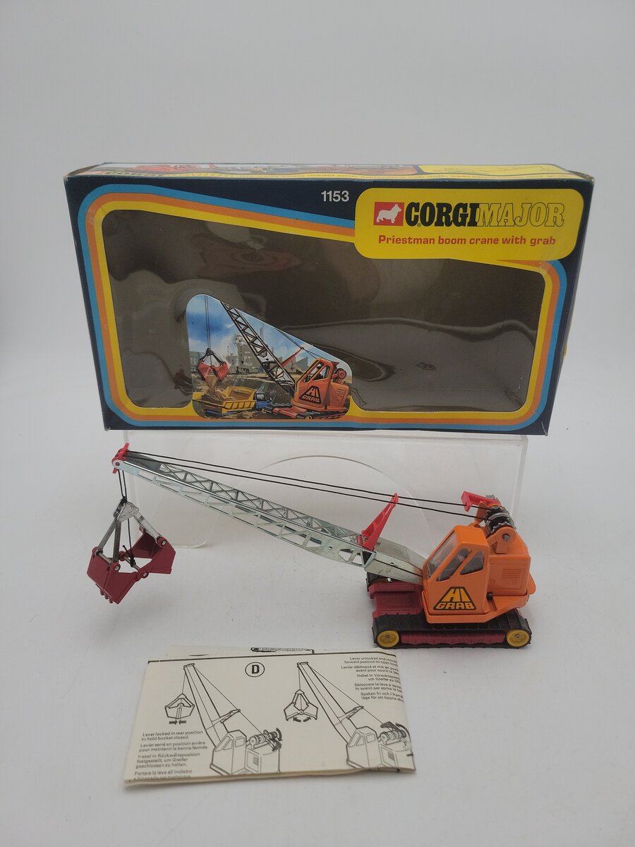 Corgi 1153 1:43 Scale Priestman Boom Crane WIth Hi Grab Diecast EX/Box