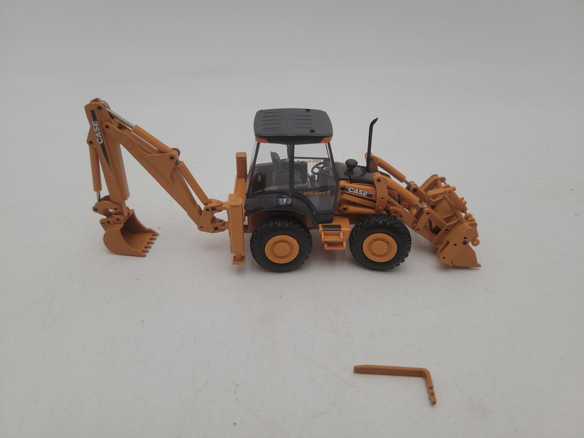 Conrad 2581 1:50 Scale Yellow/Gray Case 695 Super R Backhoe Die Cast Model EX/Box