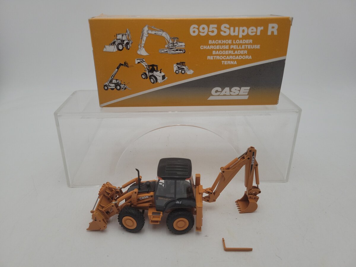 Conrad 2581 1:50 Scale Yellow/Gray Case 695 Super R Backhoe Die Cast Model EX/Box