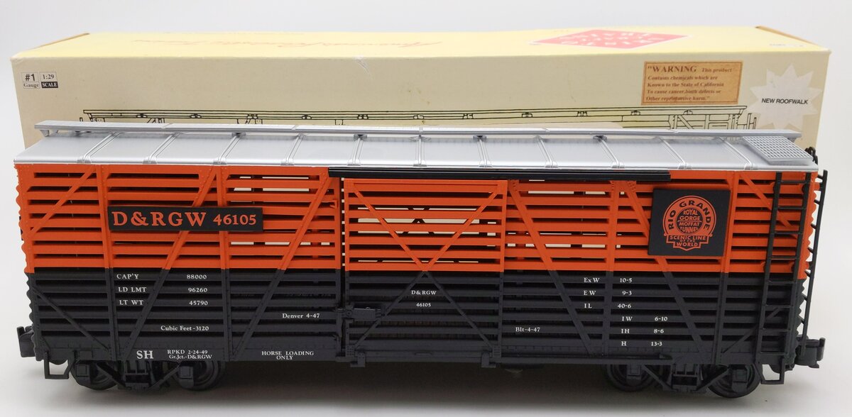 Aristo-Craft 46105 G Scale Denver & Rio Grand Western Stock Car LN/Box