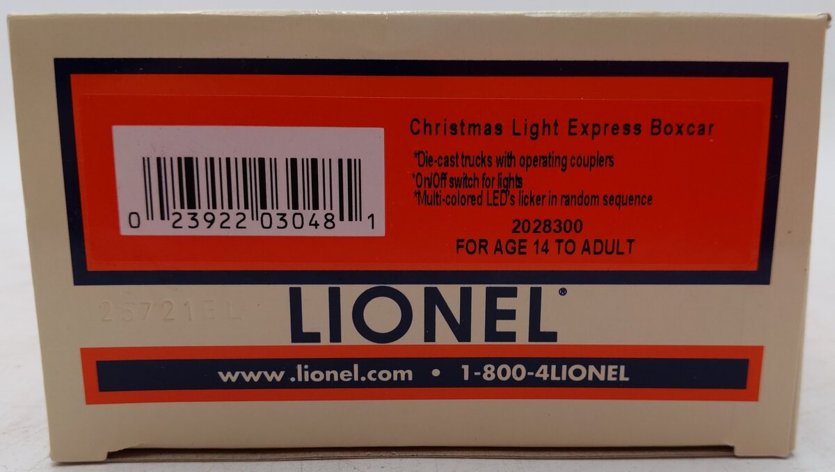 Lionel 2028300 O Christmas Light Express Boxcar EX/Box