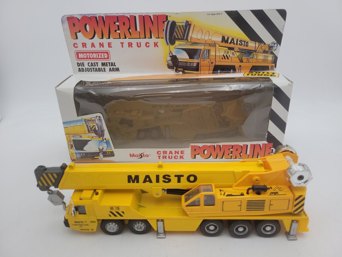 Maisto 21049 1:50 Scale Motorized Yellow Powerline Crane Truck Diecast Metal EX/Box