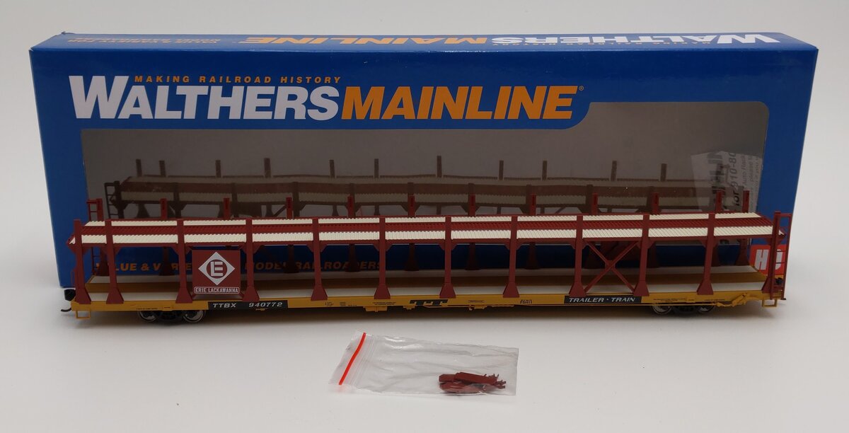 Walthers 910-8011 HO EL 89' Flatcar with Bi-Level Open Auto Rack RTR #940772
