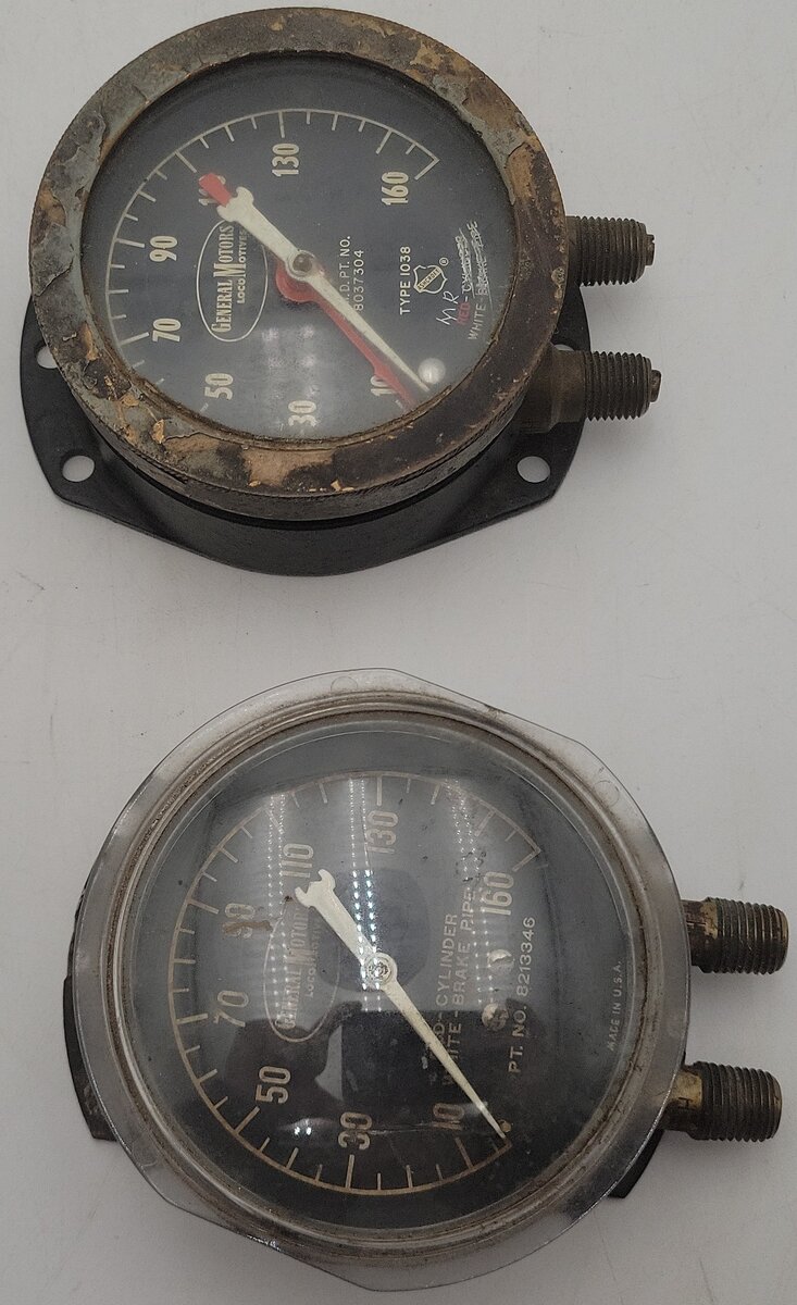 General Motors Locomotive Air Brake Duplex Pressure Gauges [2]