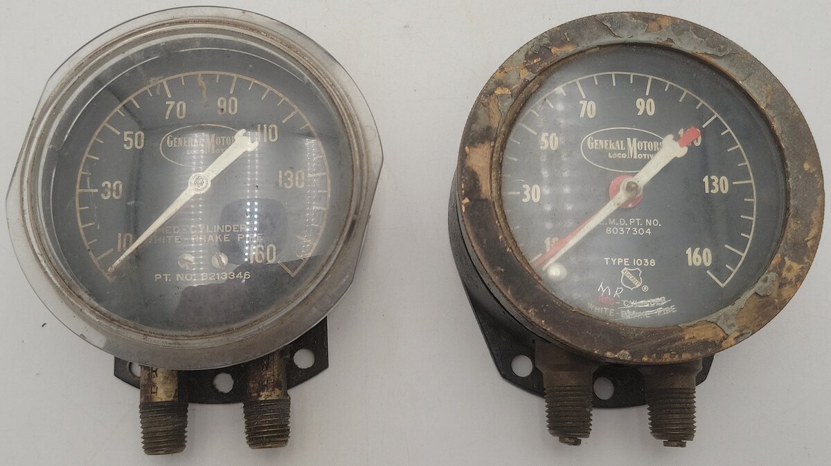 General Motors Locomotive Air Brake Duplex Pressure Gauges [2]