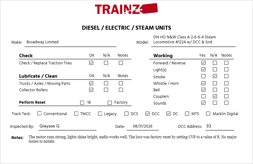 Broadway Limited 014 HO N&W Class A 2-6-6-4 Steam Locomotive #1224 w/ DCC & Snd EX/Box