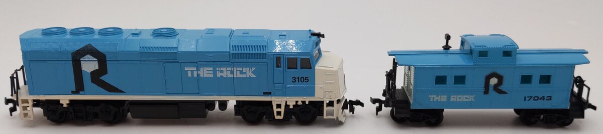 Life Like HO Scale The Rock Deluxe Diesel & Caboose #3105, #17043 (Set of 2) EX/Box