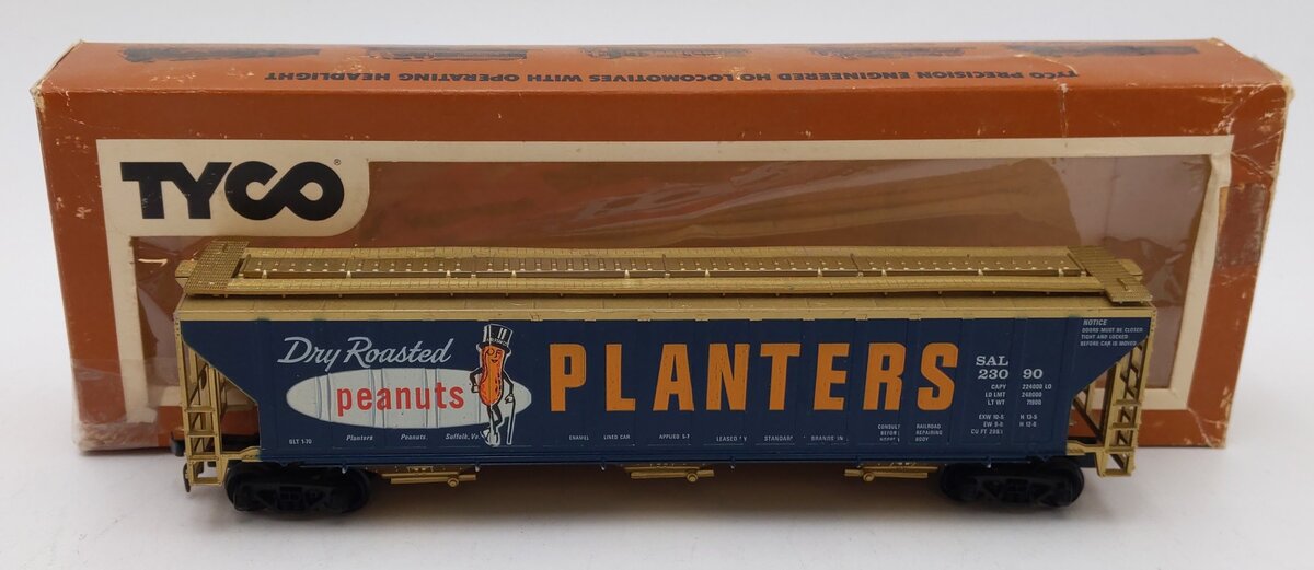 Tyco 359C HO Scale Planters Peanuts 3-Bay Covered Hopper #23090 VG/Box