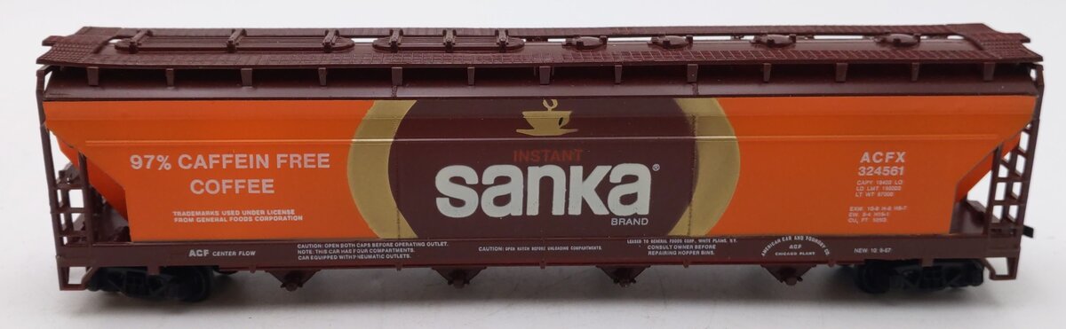 Tyco 358D HO Scale Sanka 55' Center Flow Hopper Car #324561 EX/Box