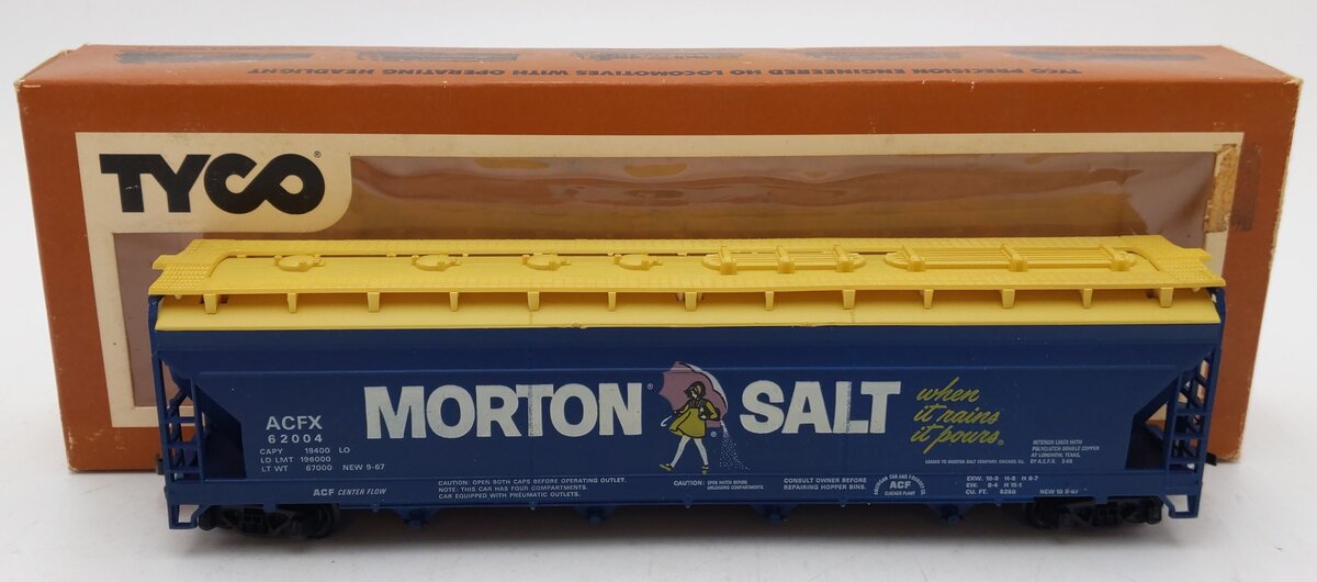 Tyco 358B HO Scale Morton Salt Center Flow Hopper Car #62004 EX/Box