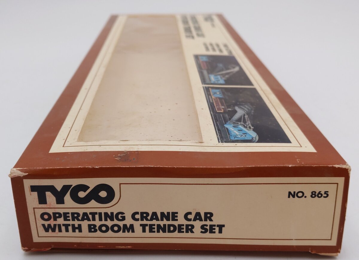 Tyco 865 HO Scale Operating Crane Car w/ Boom Tender Set (Set of 2) EX/Box