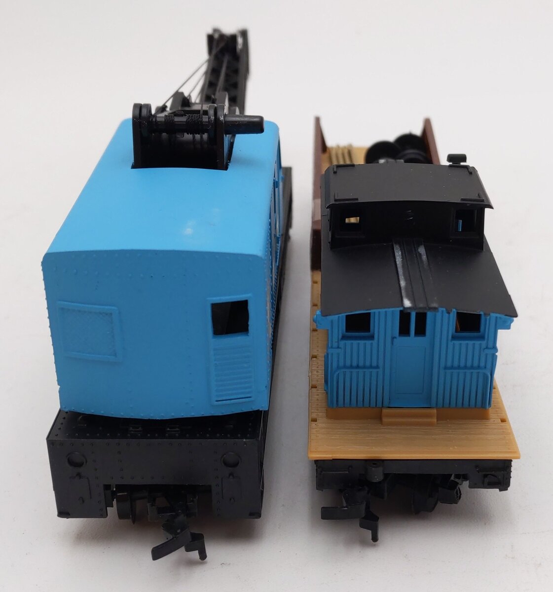 Tyco 865 HO Scale Operating Crane Car w/ Boom Tender Set (Set of 2) EX/Box