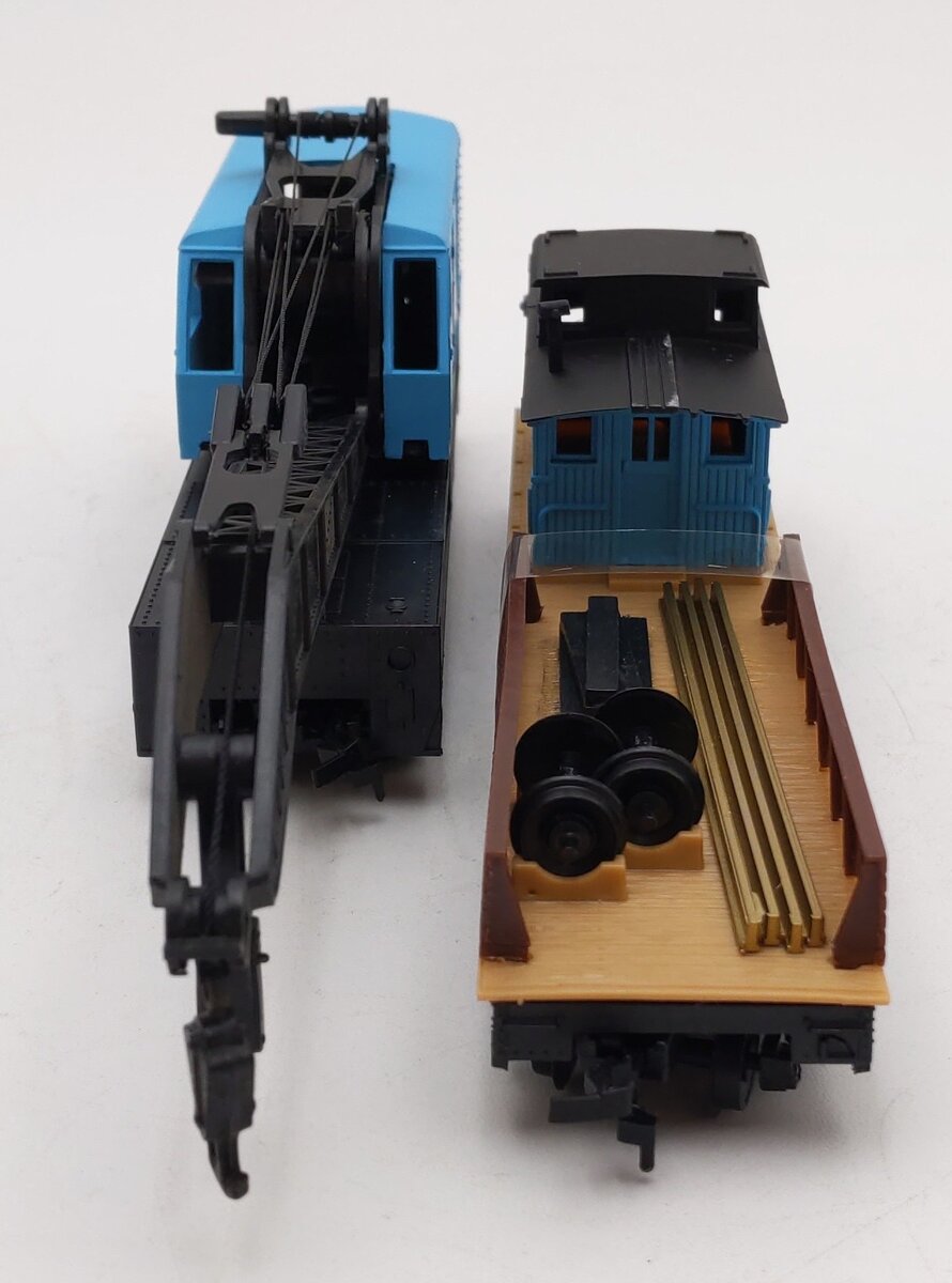 Tyco 865 HO Scale Operating Crane Car w/ Boom Tender Set (Set of 2) EX/Box