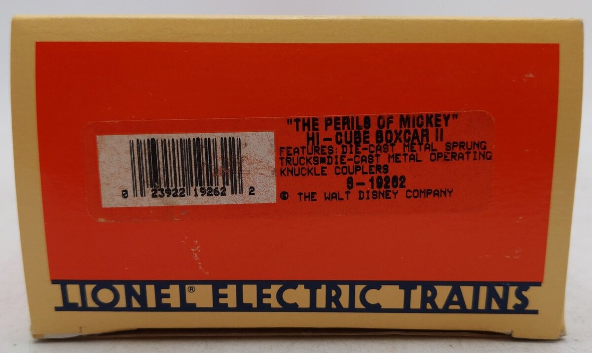 Lionel 6-19262 O Gauge Perils of Mickey High-Cube Boxcar II EX/Box