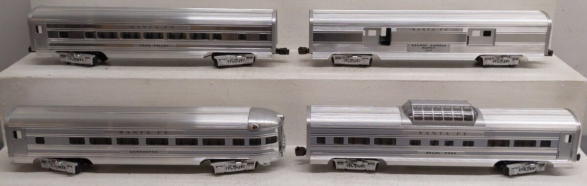 MTH 20-6016 O Gauge Santa Fe 60' Aluminum Passenger Cars (Set of 4) EX/Box