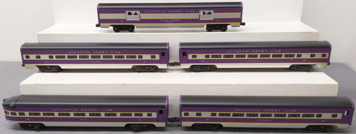 MTH 20-6500 O Atlantic Coast Line 70' Aluminum Passenger Car Set (Set of 5) EX/Box