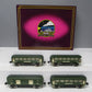 MTH 10-1024 O Gauge Tinplate 600 Series Two-Tone Green Passenger Car Set LN/Box