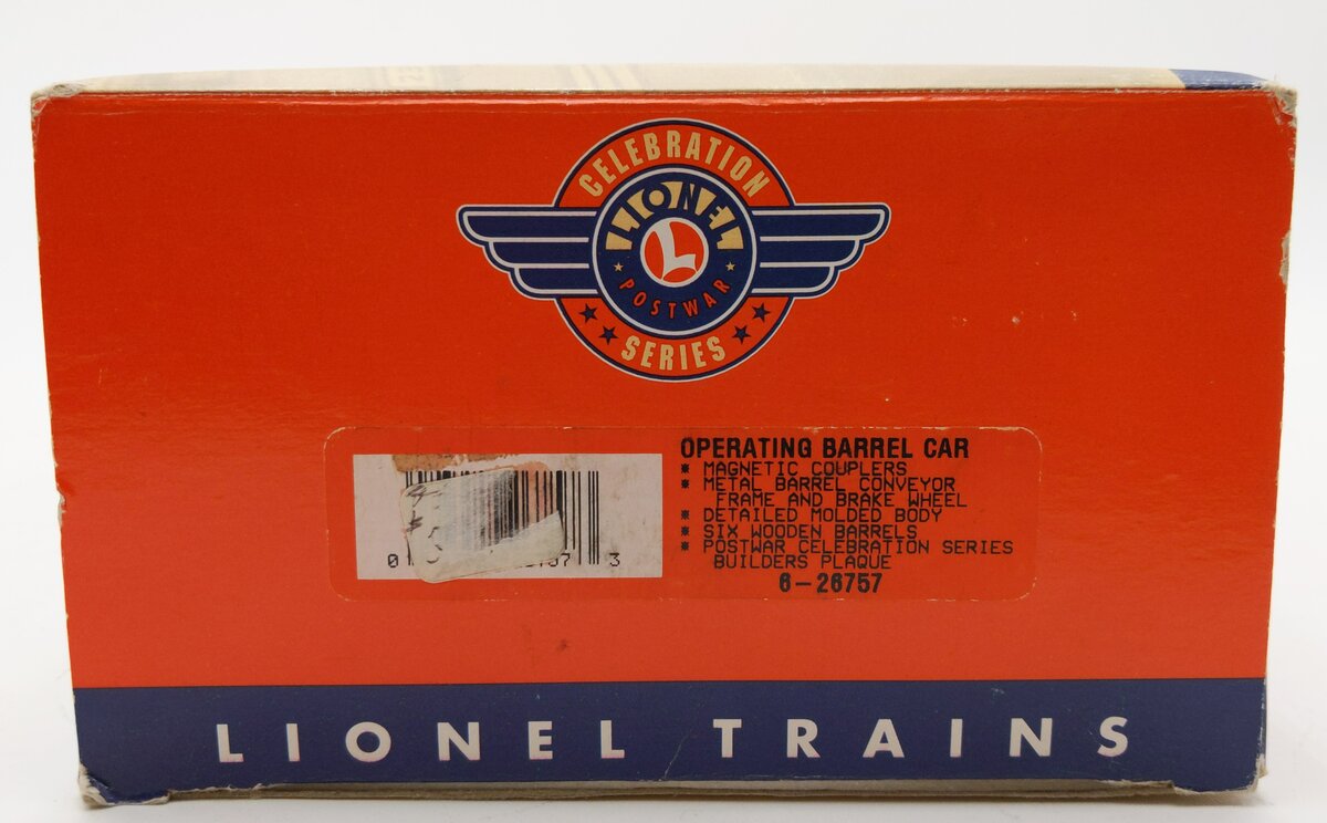 Lionel 6-26757 PWC 35621 O Gauge AT&SF Operating Barrel Car EX/Box