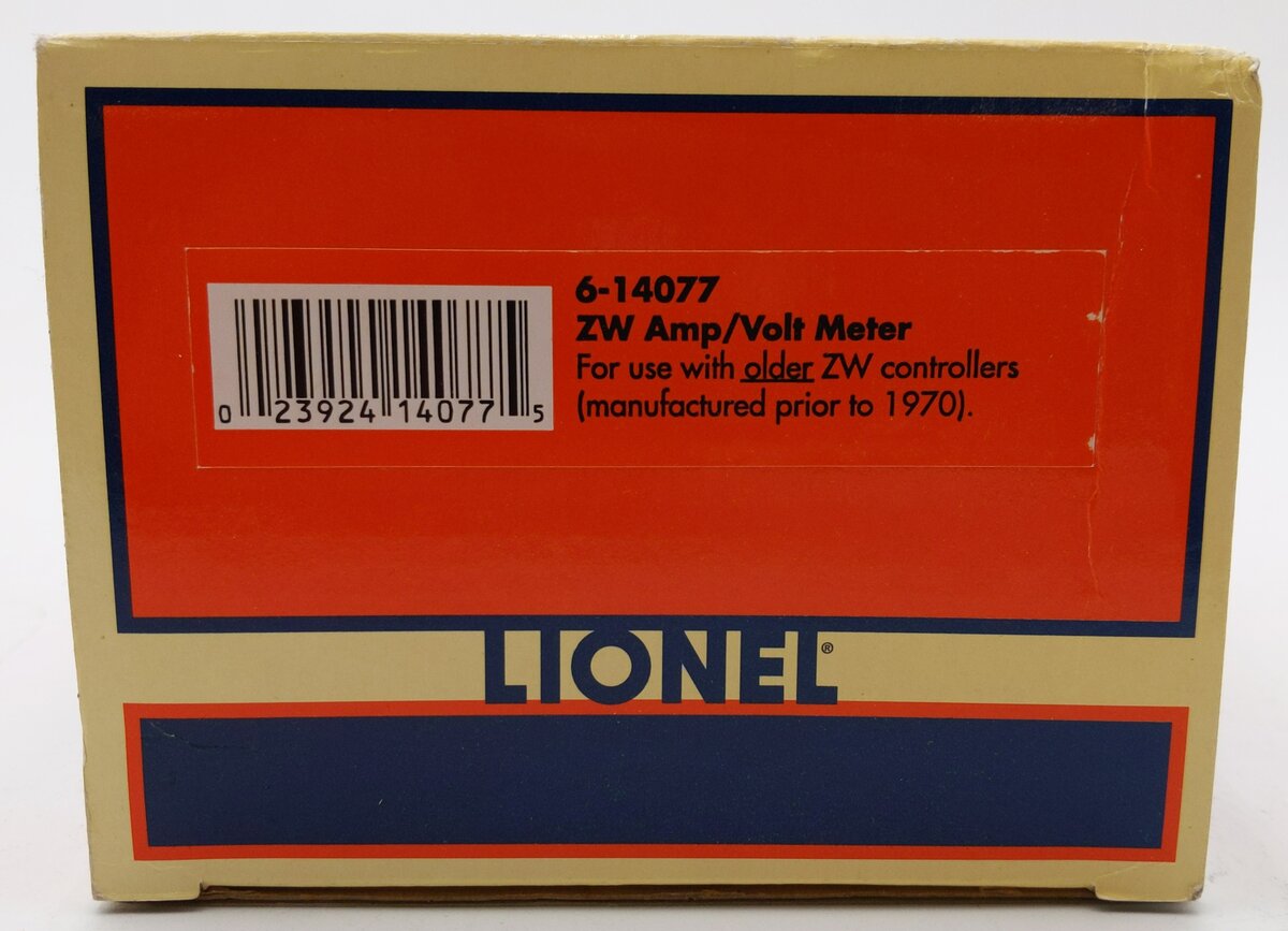 Lionel 6-14077 ZW Amp/Volt Meter (for older ZWs) EX/Box