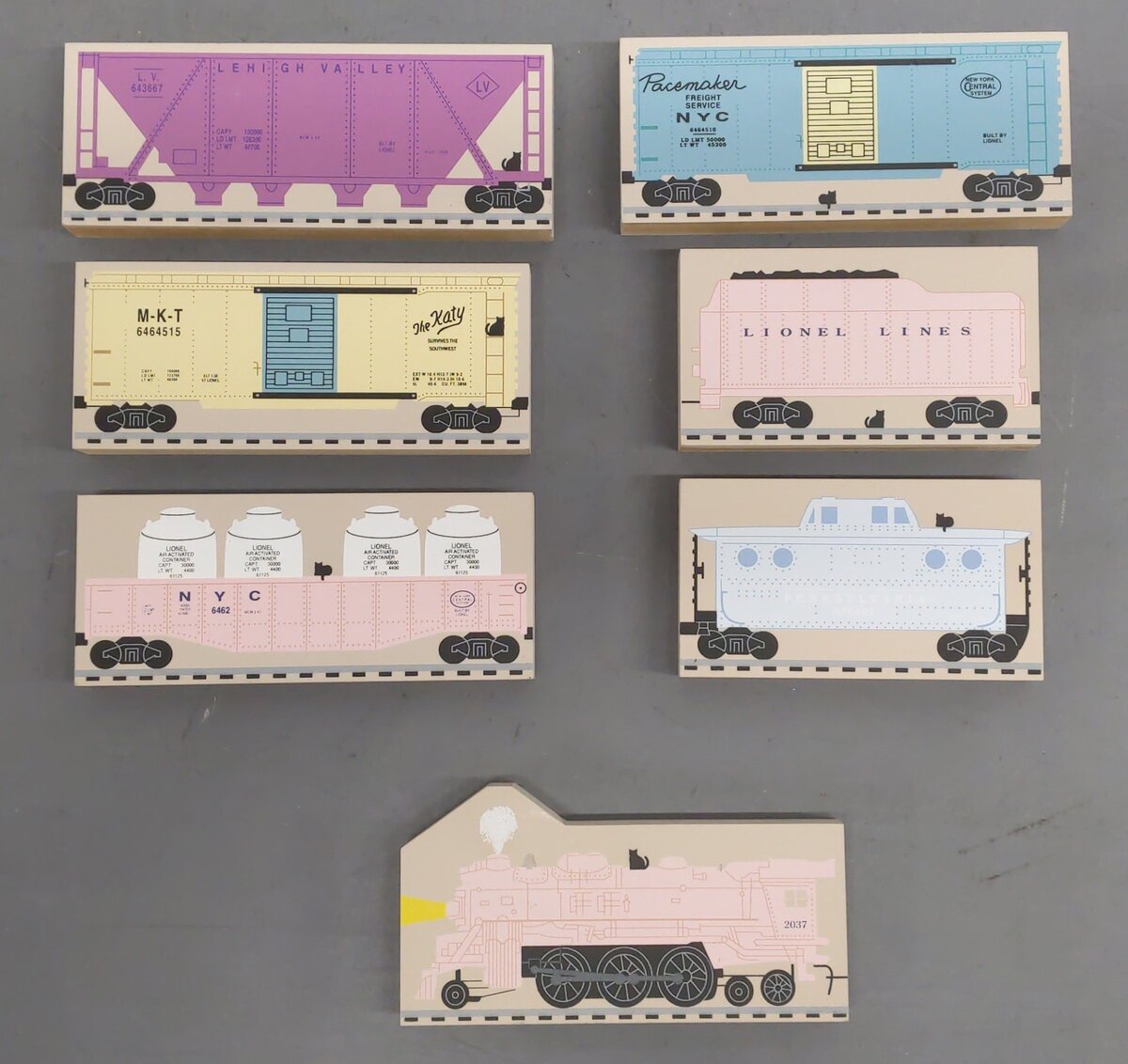 Lionel Cat's Meow Village The Girl's 6 Piece Wooden Block Set LN/Box