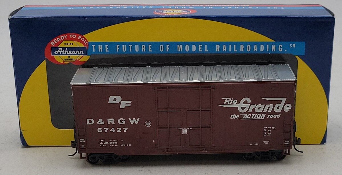 Athearn 70845 HO Scale Rio Grande 40' Hi-Cube Plug-Door Boxcar #67427 NIB