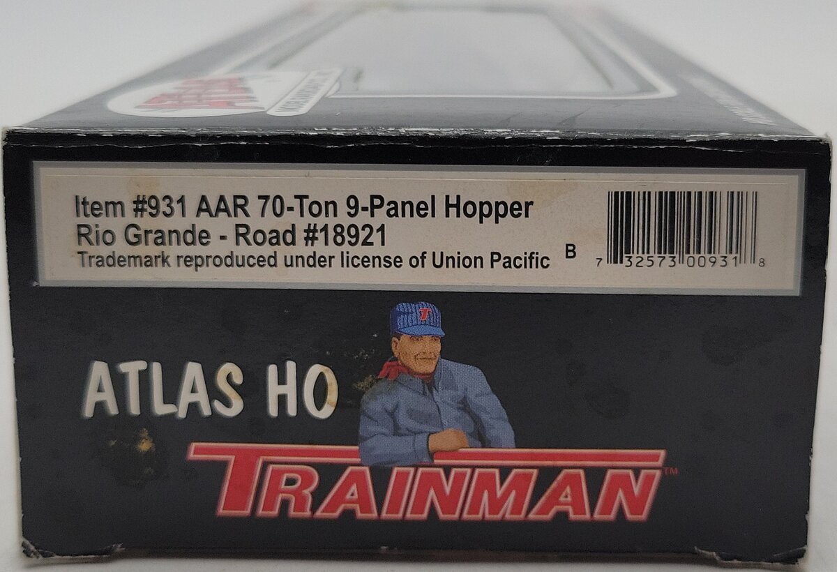Atlas 931 HO Scale Denver & Rio Grande Western AAR 70-Ton 9 Panel Hopper #18921 NIB
