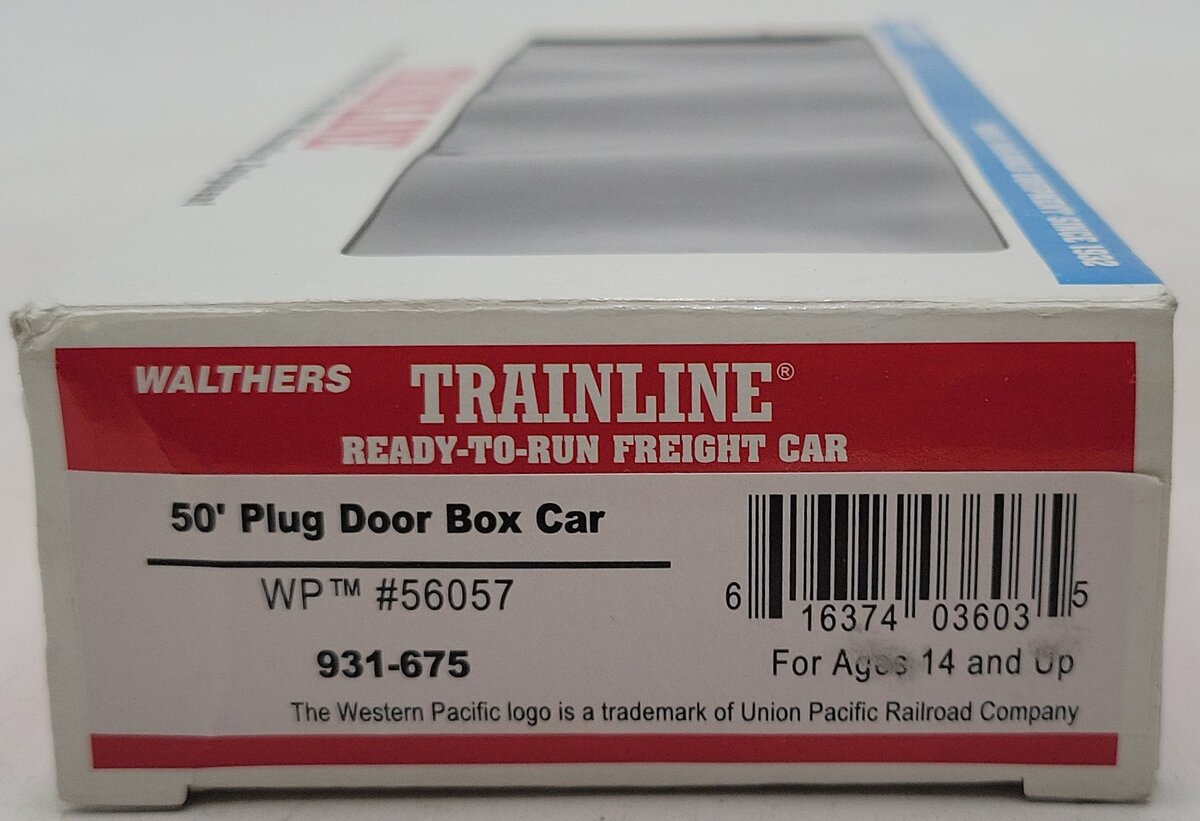 Walthers 931-675 HO Scale Western Pacific 50' Plug Door Boxcar #56057 NIB