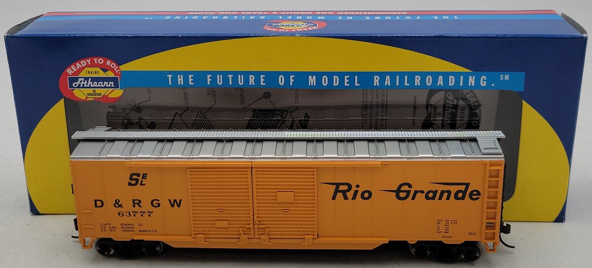 Athearn 92439 HO Scale Rio Grande 50' Double Door Boxcar #63777 NIB